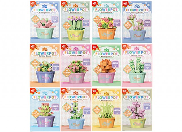 SCATOLA BLOCCHI Piantine e Fiori in Vaso 11cm 12ass…x24…x240